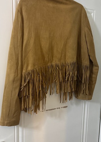 Püsküllü Bej Süet Kadın Ceket - Görsel 7