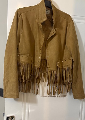 Püsküllü Bej Süet Kadın Ceket - Görsel 6