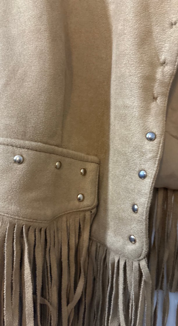 Püsküllü Bej Süet Kadın Ceket - Görsel 4