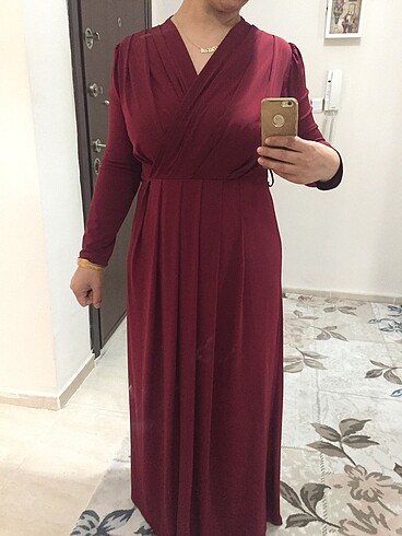 44 Beden bordo Renk Uzun elbise