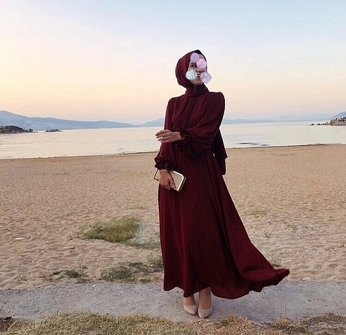 Bordo şifon abiye