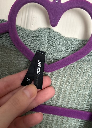 Gri V Yakalı Örgü Kadın Hırka - Görsel 3