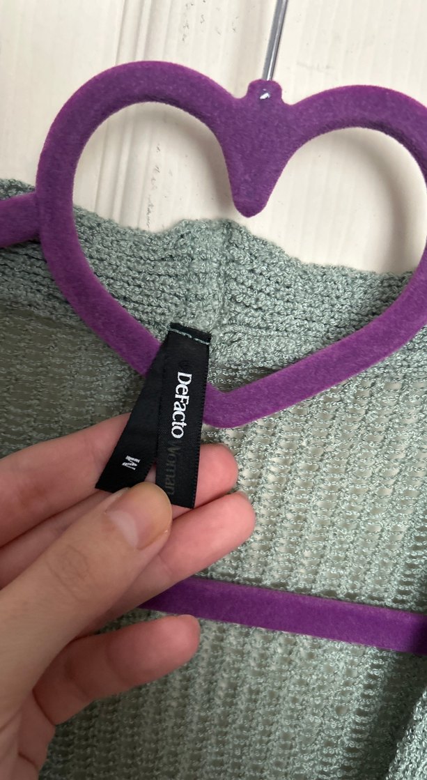 Gri V Yakalı Örgü Kadın Hırka - Görsel 3