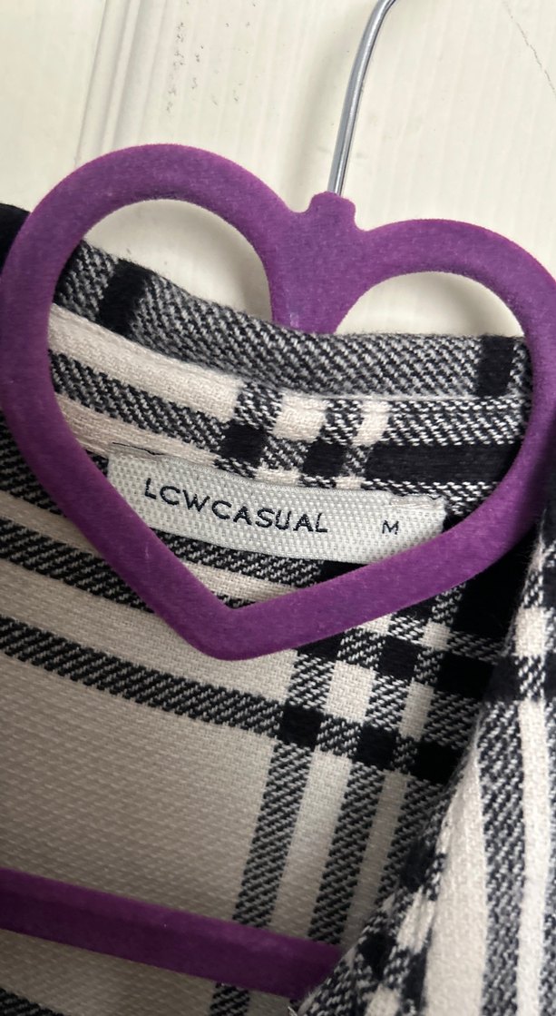 Kadın Gri Ekose Pamuklu Gömlek - Görsel 2