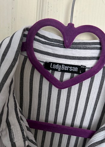 Gri Beyaz Çizgili Uzun Kollu Keten Gömlek - Görsel 3