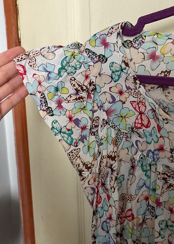 Bohem Tarzı Renkli Baskılı Kısa Kollu Bluz - Görsel 2