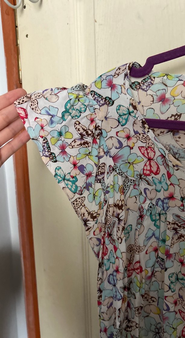 Bohem Tarzı Renkli Baskılı Kısa Kollu Bluz - Görsel 2