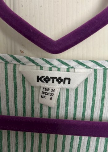 Yeşil Çizgili V Yaka Kadın Bluz - Görsel 2