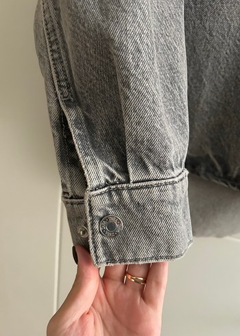 Zara Gri Düğmeli Kadın Denim Ceket