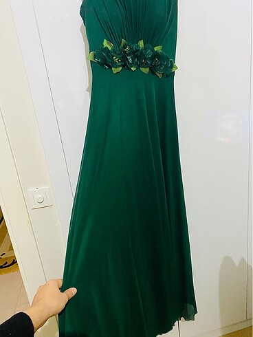 Şifon abiye zümrüt yeşili - Görsel 3