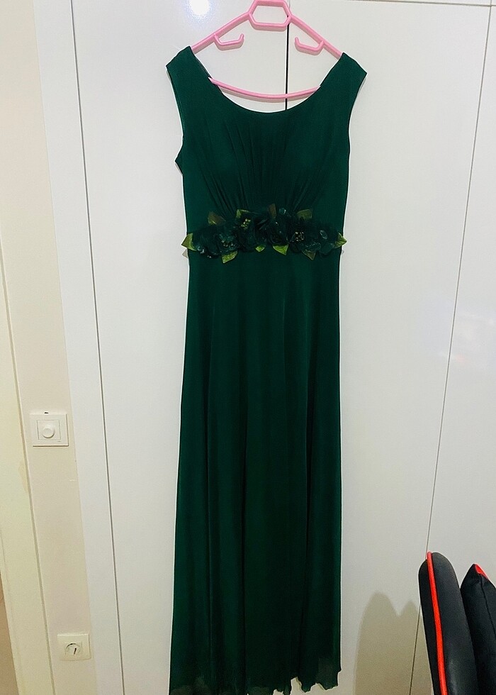 Şifon abiye zümrüt yeşili - Görsel 5