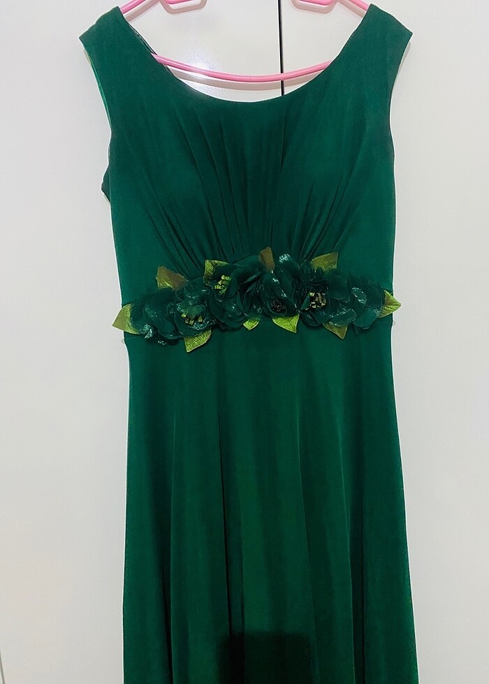 Şifon abiye zümrüt yeşili - Görsel 4