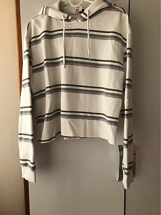 Koton Çizgili Kapişonlu Sweatshirt