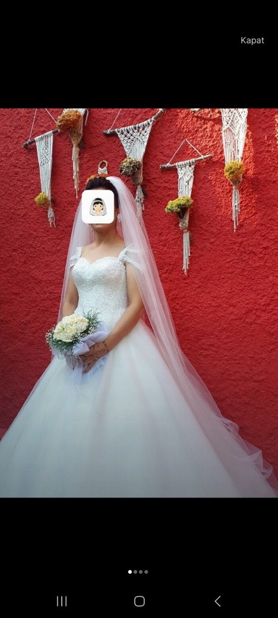 Beyaz Straplez A Kesim Uzun Gelinlik - Görsel 3