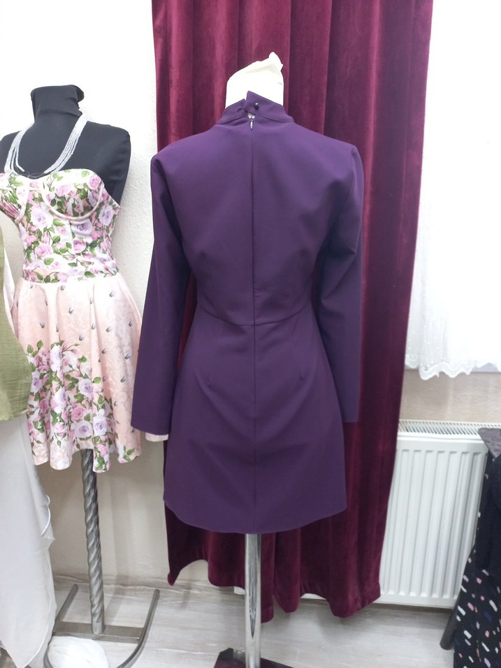 Mor Mini Modern Klasik Kadın Abiye Elbise - Görsel 2