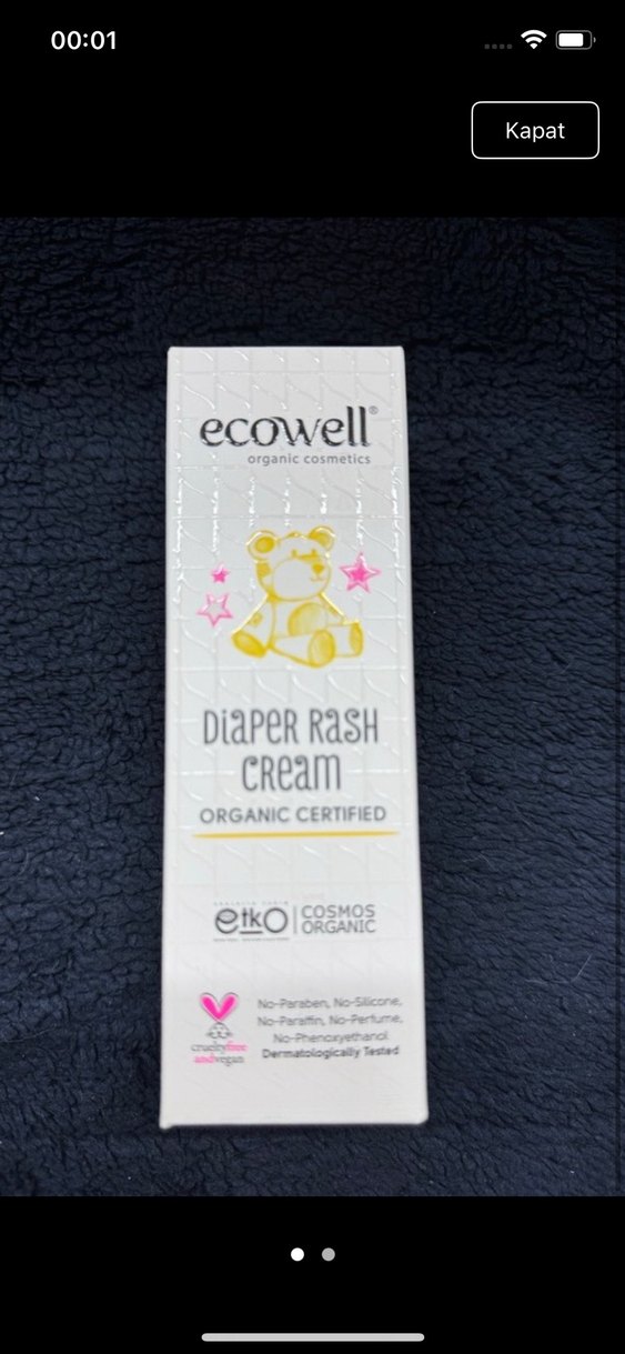 Ecowell Organik Bebek Pişik Kremi - Görsel 2