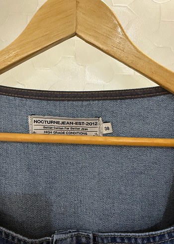 Nocturne Uzun Düğmeli Mavi Kadın Kot jean elbise - Görsel 3