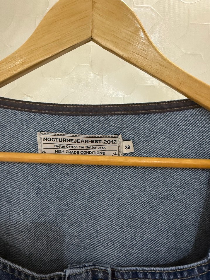 Nocturne Uzun Düğmeli Mavi Kadın Kot jean elbise - Görsel 3