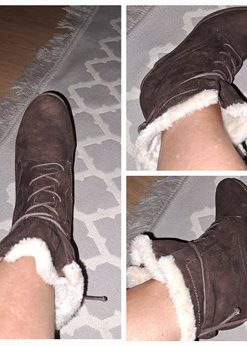 Deichmann GRECELAND Kürklü Kahverengi Süet Dolgu Topuk Bot 39 NO