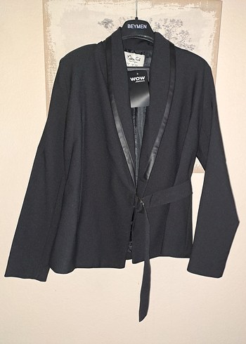 Boyner MISS CIX SIFIR Kadın Siyah Kuşaklı Midi Blazer Ceket