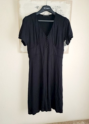 ATALAR  Siyah V Yaka Midi Elbise 38/40 - Görsel 2