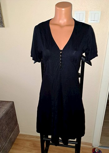 ATALAR  Siyah V Yaka Midi Elbise 38/40 - Görsel 14