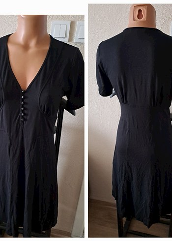 ATALAR  Siyah V Yaka Midi Elbise 38/40 - Görsel 17