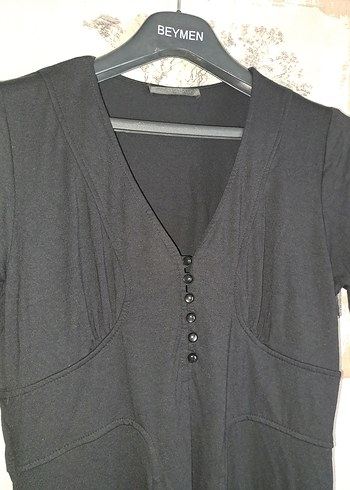 ATALAR  Siyah V Yaka Midi Elbise 38/40 - Görsel 5