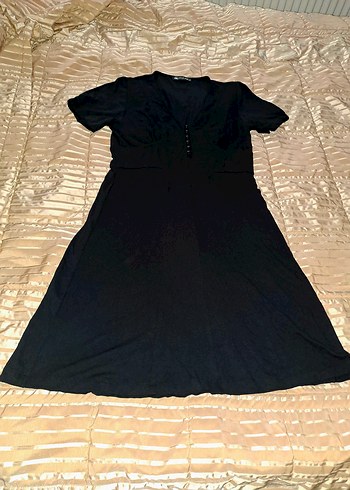 ATALAR  Siyah V Yaka Midi Elbise 38/40 - Görsel 10