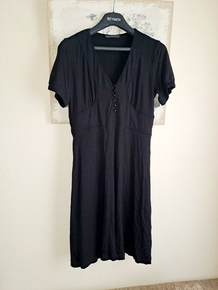 ATALAR  Siyah V Yaka Midi Elbise 38/40 - Görsel 2