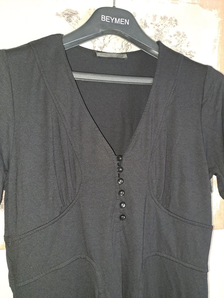 ATALAR  Siyah V Yaka Midi Elbise 38/40 - Görsel 5