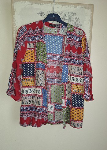 SIENSI Renkli Desenli Bohem Kadın Kimono