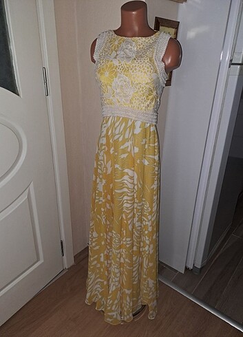 36 Beden sarı Renk BADGLEY MISCHKA sahane maxi elbise 34/36 uyum