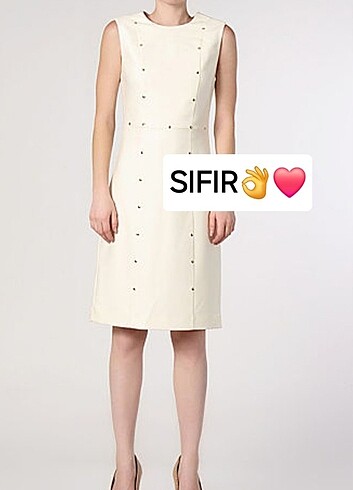 FABRIKA SIFIR KREM ELBISE 38