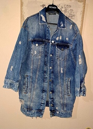 BENEDETTO ESKITME UZUN DENIM KOT CEKET
