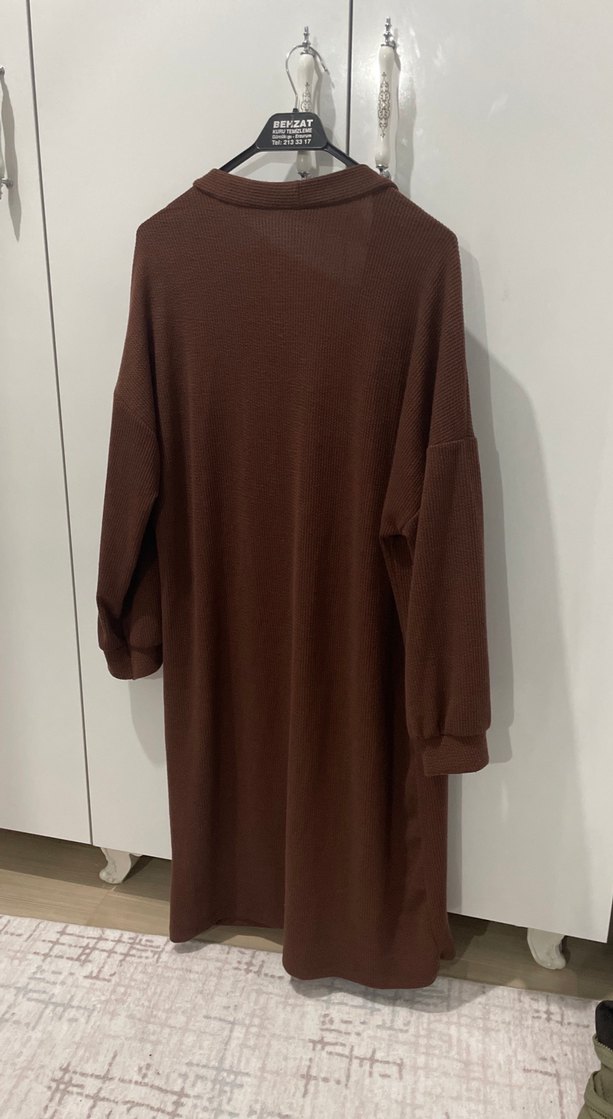 Kahverengi Uzun Kollu Triko Tunik - Görsel 2