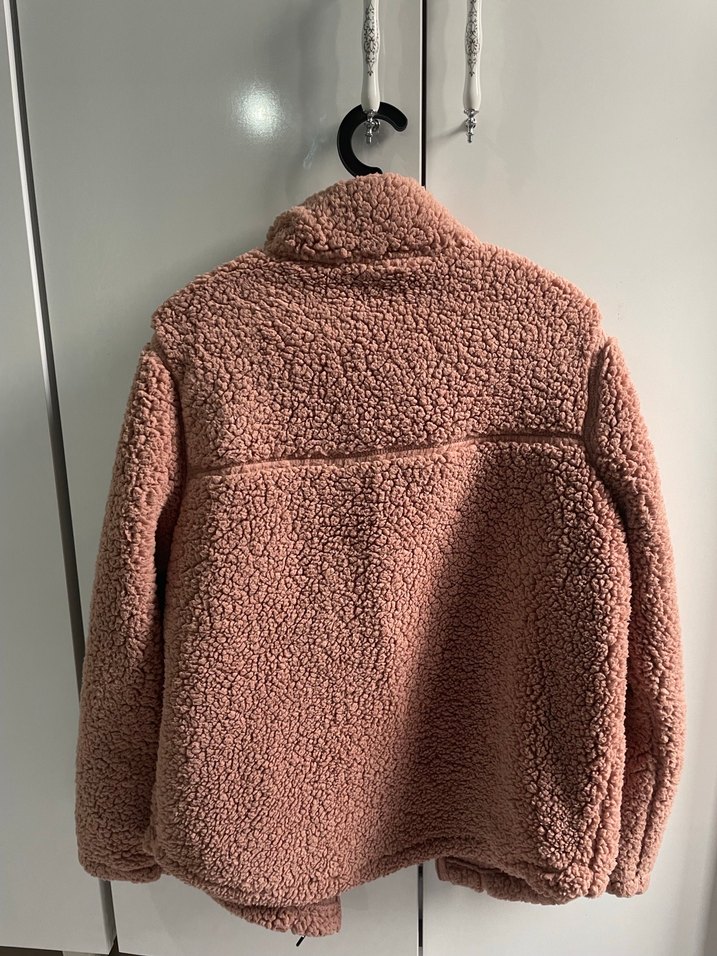Pembe Kadın Sıcak Peluş Ceket - Görsel 3