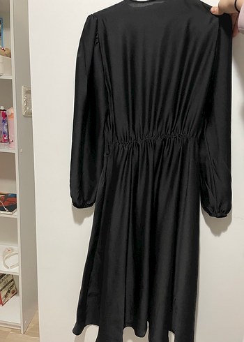 Uzun Kollu Siyah Midi Kadın Elbise - Görsel 2