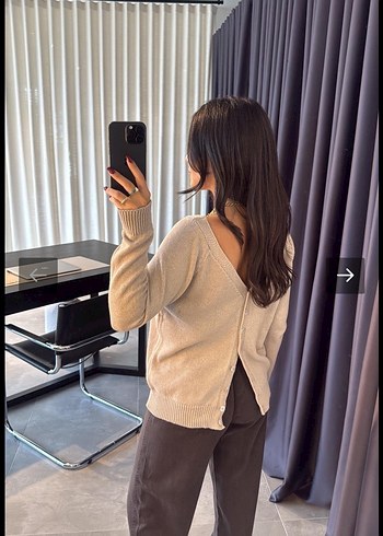 Zara Bej V Yaka Düğmeli Kadın Hırka
