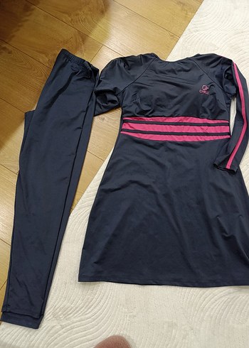 Pembe Şeritli Siyah Uzun Kollu Spor hasema - Görsel 3