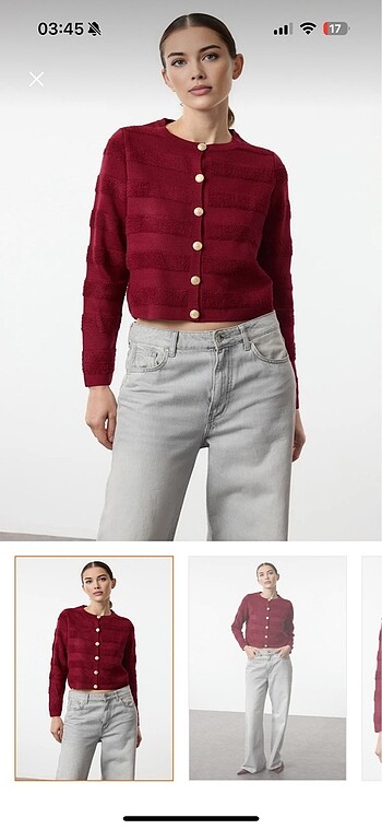 Trendyolmilla hırka bordo altın düğmeli