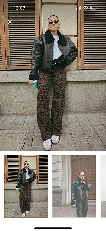 Süet görünümlü, leopar desenli wide leg