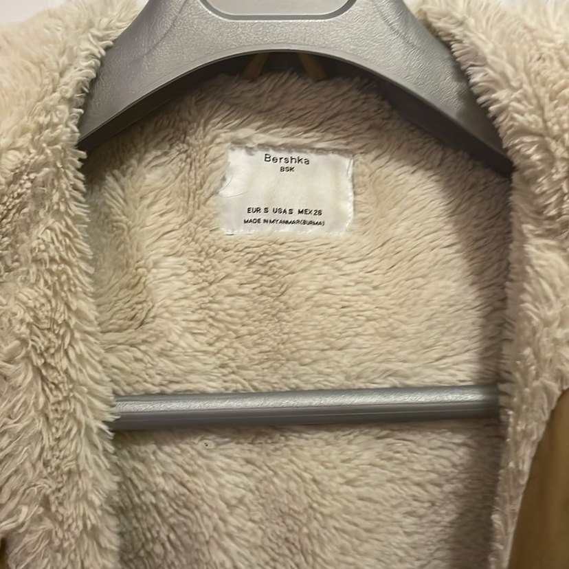 Bej Kadın Midi Boy içi yünlü mont Bershka - Görsel 3