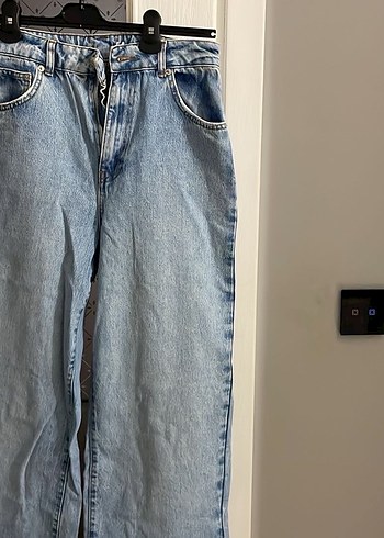 Kadın Mavi Midi Boy Bol Kesim Kot Pantolon - Görsel 3