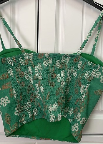 Yeşil Nakışlı Bohem Straplez Büstiyer - Görsel 2