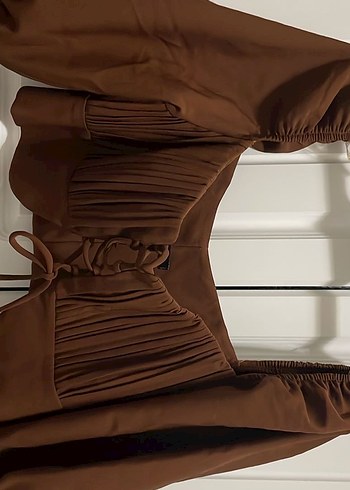 Kahverengi Pilili Bohem Kadın Bluz - Görsel 4