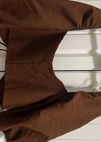 Kahverengi Pilili Bohem Kadın Bluz - Görsel 5