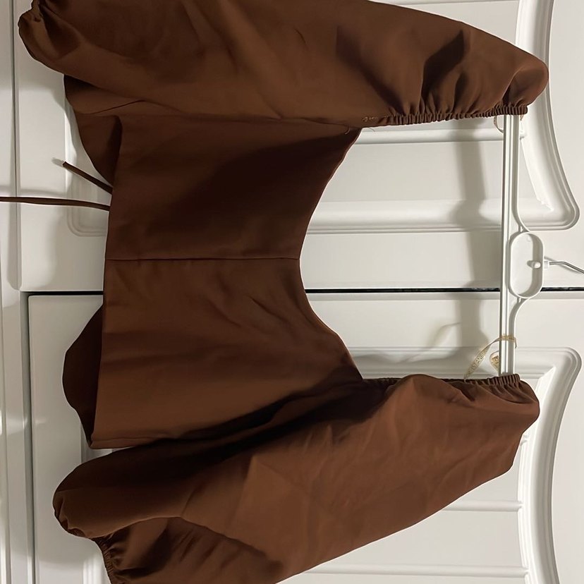 Kahverengi Pilili Bohem Kadın Bluz - Görsel 5