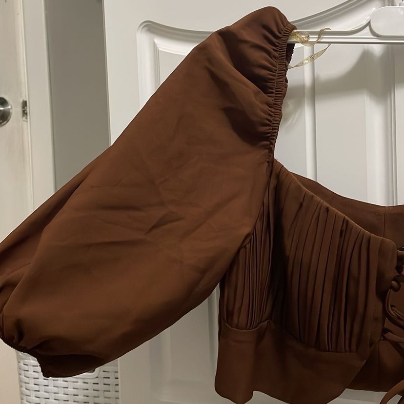 Kahverengi Pilili Bohem Kadın Bluz - Görsel 3