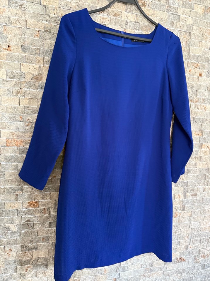 Lefon lacivert elbise ofis şık günlük - Görsel 2